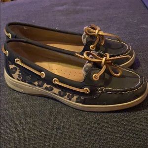 Sperry angelfish topsider leopard black gold